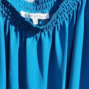 Teal short sleeve blouse